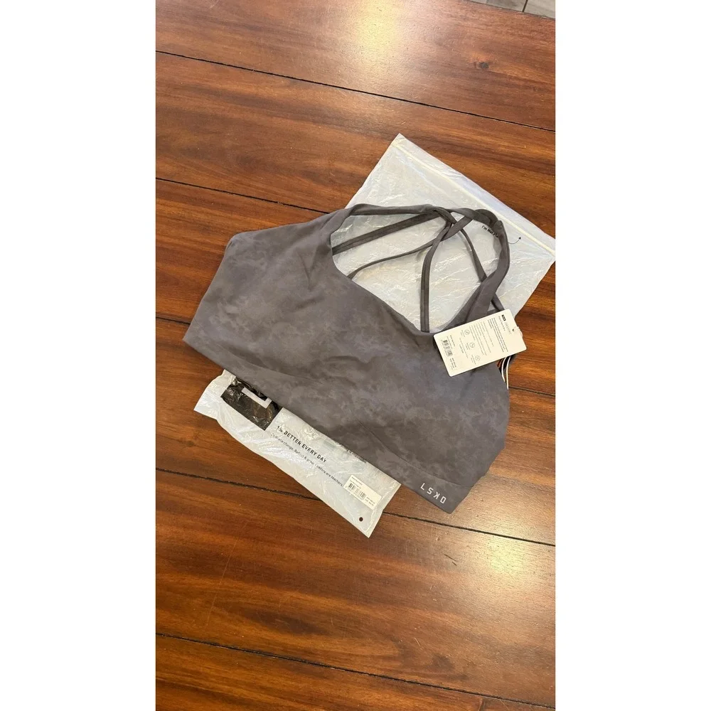 LSKD Aspire Sports Bra Dark Storm Wash 2XL Strappy Back NEW NWT